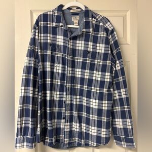 L.L. Bean Navy and White Checkered Men's Shirt
